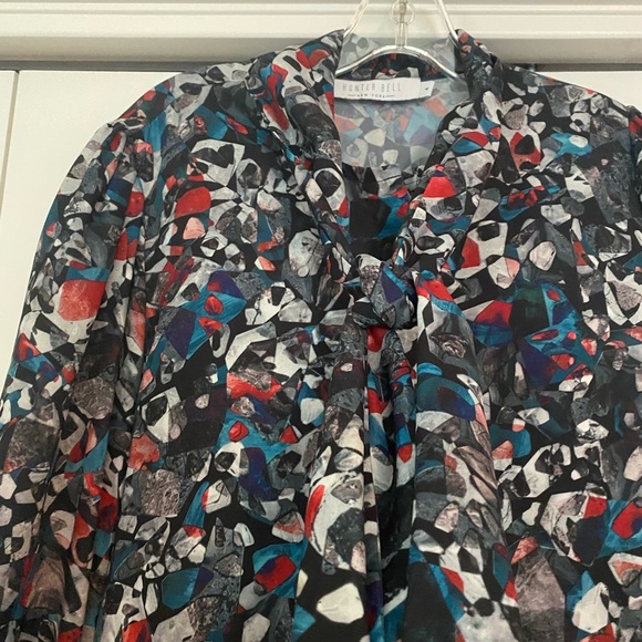 Hunter Bell Button Down Neck Tie Blouse - Picture 3 of 7